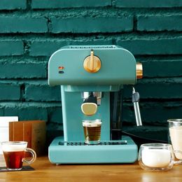 220V Automatic Espresso Coffee Maker w Built-In Milk Frother Cappuccino Latte Coffee Maker Retro Vintage Design Machine348Z