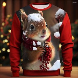 Men's Hoodies Christmas Elk Pattern Fashion 3D Printing Sweatshirt Casual Autumn And Winter Cotton Street Round Neck Pullover 2023