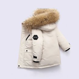Winter Down Jacket For Boys Real Raccoon Fur Thick Warm Baby Outerwear Coat 212 Years Kids Teenage Parka 231220