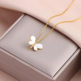 Pendant Necklaces Trendy Simple Cute Butterfly Necklace For Women Female Daily Wear Stainless Steel Clavicle Chain Jewellery Wholesale