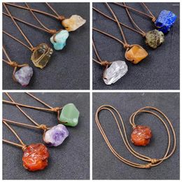 Pendant Necklaces Adjustable Nugget Crytstal Necklace For Women Men Rough Gems Stone Chakras Healing Tumbled Gemstone Chain Chokers Jewellery