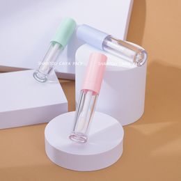 Empty Transparent Lip Gloss Tubes Plastic Lip Balm Tube Lipstick DIY Sample Cosmetic Container with Pink Green Blue Cap