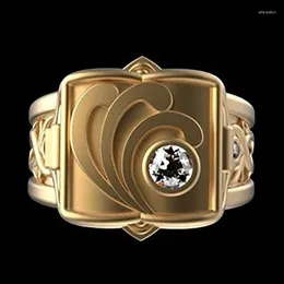 Cluster Rings Border Hip-hop Punk Plated 18K Gold Men's Ring European And American Box Flip