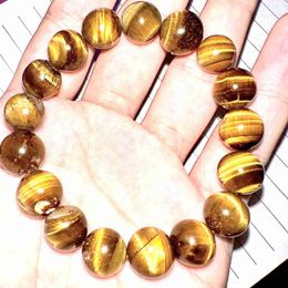 Beaded Tigers eye stone beads bracelets for male 10mm 12mm Round Men Big Cute Jewellery yellow blue crystal stones amulet free shippingL231219