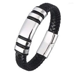 Link Bracelets Promotion Genuine Leather Stainless Steel Metal Luxury Men's Bracelet Accessories For Year's Gifts Wholesale