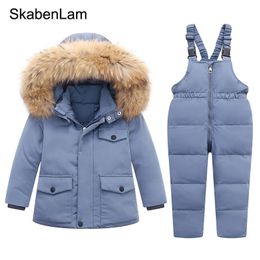 Winter Jackets for Kids Snowsuits Girl Duck Down Coat Boy Fur Collar Outerwear Children Suits insulated Overalls Baby Jumpsuits 231221