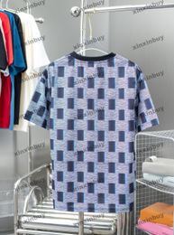 xinxinbuy 2024 Men designer Tee t shirt Gradient Checkerboard print Letter embroidery short sleeve cotton women Black green S-3XL