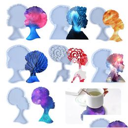 Molds Afro Female Sile Resin Mold Clear Lady Head Tray Large Epoxy Molds For Diy Coaster Drop Delivery Jewelry Jewelry Tools Dhgarden Dhemo