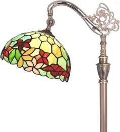 Floor Lamps Lamp Flower Style Green Stained Glass Shade Angle Adjustable Arched Gooseneck 7KG Bronze Colour Base 67Inch High Suitable F