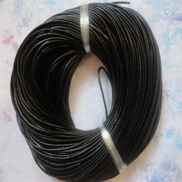 ship 100 Meters 3mm Black Round Genuine Leather Cord Necklace & Bracelet Real Leather Cord2776