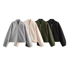 Women's Jackets 2023 Fashion Four-color Casual Loose Version Of The Flying Jacket Coat Retro Long-sleeved Zipper Chic