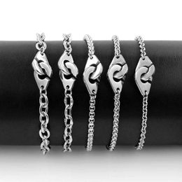 Beaded Stainless Steel Handcuffs Bracelet For Women Men Titanium Steel Chain Bracelets High Quantity Couple Handmade JewelryL231221