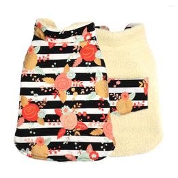 Dog Apparel Floral Warm Jacket Coat Pet Winter Fleece Sweater Puppy Christmas Holiday Clothing