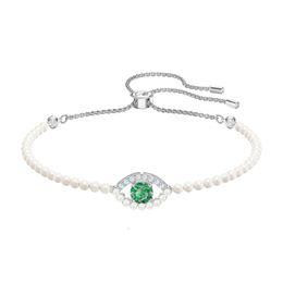Swarovskis Bracelet Designer Women Original Quality Charm Bracelets Female Green Eyes Tidal Pearl Tassel Bracelets