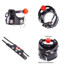 Favour Party Favour Bondage Masr Bdsm Flirt Toys Of Slave Spong Leather Adjustable Collar With Sile Open Mouth Ball Gag For Women Couples