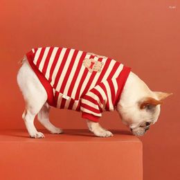 Dog Apparel Pet Clothes Pure Cotton Red Christmas Plus Fleece Warm Sweater Year Cute Bear Striped