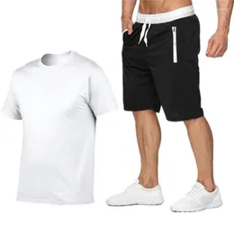 Men's Tracksuits 2023 Cotton- Summer 2023two Piece Set Men Short Sleeve T Shirt Cropped Top Shorts Design Fashion QSK