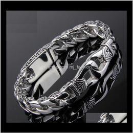 Link Chain Fashion Stainless Steel Charm Bracelet Men Vintage Totem Mens Bracelets Cool Male Jewellery Wristband Jewellery293e