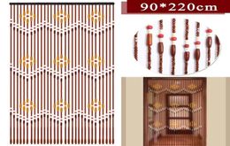 Handmade Wooden Blinds 90x220cm 31 Line Wooden Bead Curtains Fly Screen Gate Divider Sheer Curtains Hallway Living Door Y2004211092507