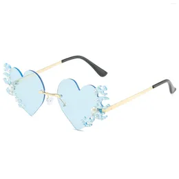 Sunglasses Heart Women Rimless Shaped Frameless Glasses Trendy Transparent Candy Color Eyewear For Party Favor