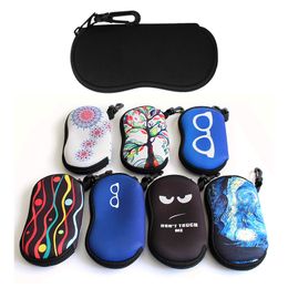 Soft Flexible SBR Neoprene Sunglass Zipper Case Pouch with Keychain Hook