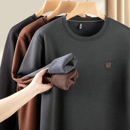 Men's Hoodies Autumn Winter Add Velvet Thicken Solid Colour Round Collar Sport Casual Diamonds Man Sweatshirts Plus Size 7XL