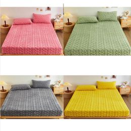 Coral Velvet Bedlaheet Bedstraste Milk Velvet Madrass Protective Cover Winter Plush Isolation Beddrag 231221