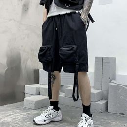 Summer Workwear Shorts Trendy Brand Explosive Quarter Straight Haruku Ribbon Men's Clothes Multi-pocket Cargo Pants