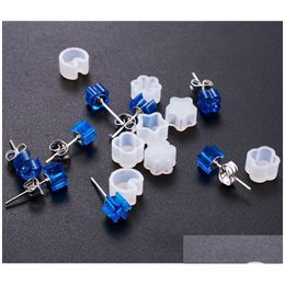 Molds Mini Stud Earrings Sile Mold Crystal Epoxy Handmade Star Flower Shape Earring Pendant Ear Hook Diy Resin Jewelry Drop Dhgarden Dhkdo