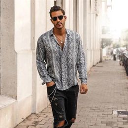 Fashion Men Snake Print Shirt Loose Long Sleeve Male Tops Shirts Spring Summer Comfortable Casual Holiday Clothing For Mens 231220