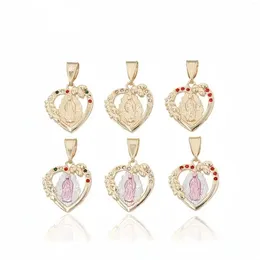 Charms Custom 18K Gold Plated Religious Heart Jewellery Virgencita De Guadalupe Necklace Pendants For Women