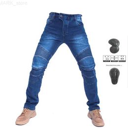 Motorcycle Apparel Moto Pants Embroider Motorcycle Jeans Drop Resistance Slim Denim Cycling Racing Pantalon Motocross Off-road Hockey ProtectorL231222