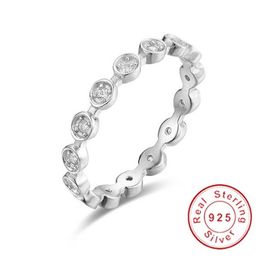 solid 925 Sterling Silver Ring Alluring Brilliant Marquise Stackable Finger Rings with Clear CZ Original Fine Jewelry322S