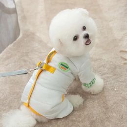 Dog Apparel Pet Four-legged Down Jacket Winter Thickened Warm Coat Puppy Leashable Clothing Yorkshire Green Plaid Clothes XS-XL