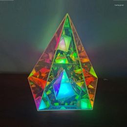 Table Lamps Modern LED Pyramid USB Acrylic Colourful Dimming Atmosphere Light Home Bedroom Gift Decoration Easy Installation