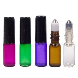 1200Pcs Small Colorful Essential Oil Bottles With Plastic Lid SS Ball ,1ml Glass Bottle, Mini Glass Vials Glass Container Eveib