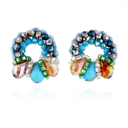 Stud Earrings Baroque Gipsy Girls Handmade Crystal Luxury Beaded Statement Piercing Costume Jewelry
