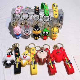 Cute Cartoon Style Bugs Bunny Keychain Kawaii Anime Figure Soft Pvc 3d Doll Charm Keychain Car Bag Pendant