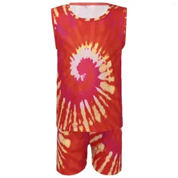 Clothing Sets 2Pcs Kids Boys Girls Summer Casual Tracksuits Sports Suit Tie Dye Print T-shirt Shorts Children's Running Exercise Outfits