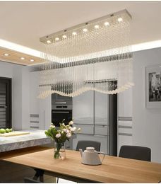 Chandeliers Luxury Modern Wave Crystal Chandelier Lighting Rain Drop Ceiling Lamp for Dining Room L39.4*W7.9*H39.4 Inch