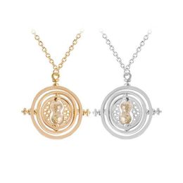 24 Pcs Lot Selling 3 5 cm Diameter Time Turner Necklace Movie Jewelry Rotating Hourglass Pendant Bulk Whole 210621286u