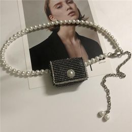 Belts Punk Rock Metal Pants Waist Chain Men Women Belt Pearl Diamond Wallet Jeans Unisex Hip-hop Jewellery Gift286p