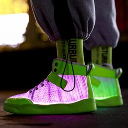 shoes Unclejerry 2020 New Fibre Optic Shoes Big Boys Girls and Adult Usb Rechargeable Glowing Sneakers Party Shoes Cool Street Shoes