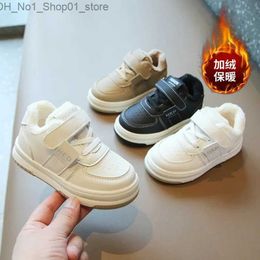 Athletic Outdoor Children's Cotton Shoes 2023 Winter New Boys Warm Sneakers with Plush Thickened Baby Girls Toddler Shoes Baby Casual Board Shoes Q231222