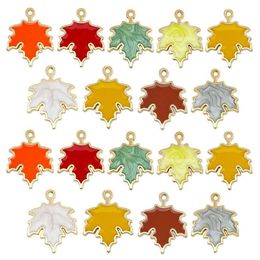 20pcs Classics Multicolor Enamel Maple Leaf Alloy Oil Drip Charms Pendants for Jewellery Making Necklaces Earrings Keychain DIY Craf256y
