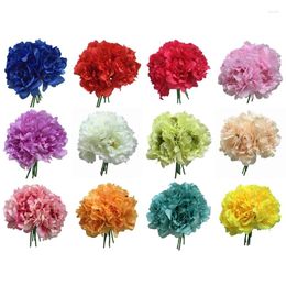 Decorative Flowers 6 Heads Artificial Flower Fake Floral Peony Silk Hand Tied Bouquet Home