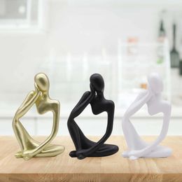 Crafts Golden Black White Figurine Statue Mini Abstract Character Sculpture Thinker Statues Desktop Ornaments