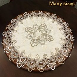 British Modern Fabric Lace Trim Banquet Party Big Tablecloth Bedroom Balcony Small Round Table Cloth Tapete Christmas Decoration 231221