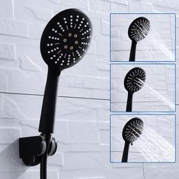 Heads 3 Function Matte Black Hand Held Shower Head Wall Mounted Shower Set With Hose and Shower Holder 220525