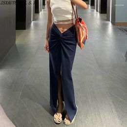 Skirts Girl High Waist Sexy Split Pleated Half Skirt Women Summer Fashion Vintage Hip Wrap Girls All-Match Y2k Tight